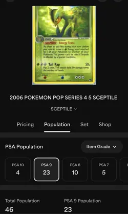 Sceptile 5/17 Rare Non-Holo EX POP Series 4 2006 Pokemon TCG PSA 9 Mint POP: 23! - Image 4