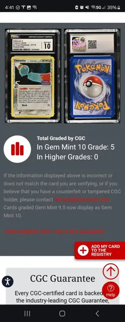 (TOP POP 5) CGC 10 GEM MINT Chimecho 37/110 Reverse Holo Holon Phantoms Pokemon - Image 4