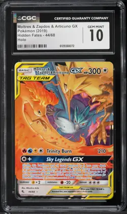 2019 Pokemon Hidden Fates Moltres & Zapdos & Articuno GX #44 CGC 10 - Image 1