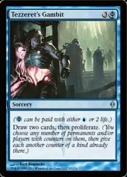 MTG Tezzeret's Gambit - Foil, New Phyrexia, Moderately Played, English - Image 1