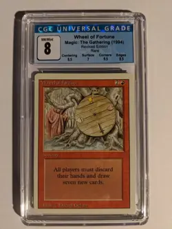 MTG "Wheel Of Fortune"- Revised, Rare CGC 8 NM/Mint, WOTC, Magic the Gathering - Image 1