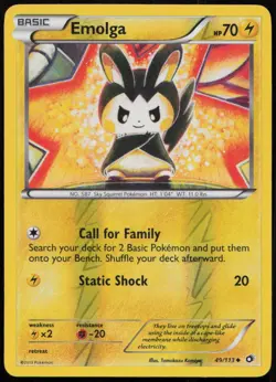 Emolga 49/113 LP Legendary Treasures Uncommon Reverse Holo Pokemon - Image 1