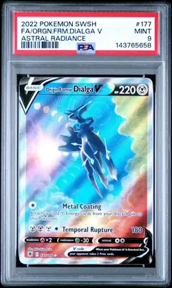 2022 POKEMON SWORD & SHIELD ASTRAL RADIANCE FULL ART/ORIGIN FORME DIALGA V PSA 9 - Image 1