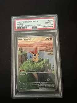 PSA 10 2025 Pokemon TCG SVP 208 Victini Graded Illustration Rare Promo Gem Mint - Image 1