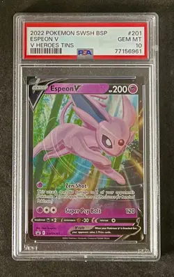 2022 Pokemon Sword and Shield BSP Espeon V Heroes Tins PSA 10 - Image 1