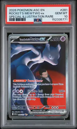2026 POKEMON ASC EN-ASCENDED HEROES #281 TEAM ROCKET'S MEWTWO EX PSA 10 - Image 1