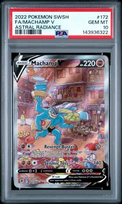 2022 POKEMON SWORD & SHIELD ASTRAL RADIANCE #172 FULL ART/MACHAMP V PSA 10 - Image 1
