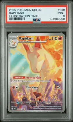 2025 POKEMON DRI EN-DESTINED RIVALS ILLUSTRATION RARE #189 RAPIDASH PSA 9 - Image 1