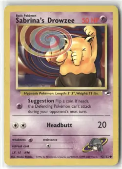 Pokemon Sabrina's Drowzee 092/132 Unlimited Gym Heroes Common - Image 1