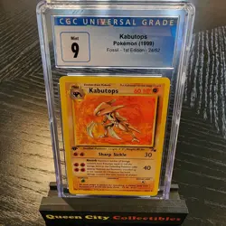 KABUTOPS - FOSSIL - 1ST EDITION NON HOLO - CGC MINT 9 - 1999 POKEMON #24/62 - Image 1