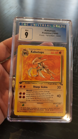 KABUTOPS - FOSSIL - 1ST EDITION NON HOLO - CGC MINT 9 - 1999 POKEMON #24/62 - Image 2