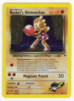 Pokemon Card TCG Rocket's Hitmonchan 11/132 Gym Heroes Holo Rare MP - Image 1