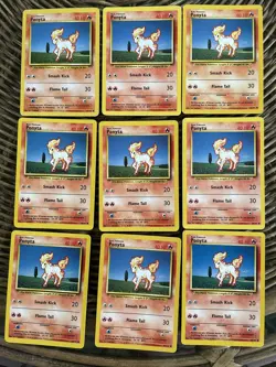 pokemon cards 2000 base set lot ponyta 60/102 shadowless vulpix 68/102 - Image 3