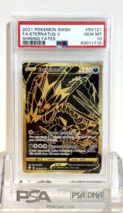 NEW 2021 POKEMON TCG CARD SWSH SHINING FATES SV121 FULL ART ETERNATUS V - PSA 10 - Image 1