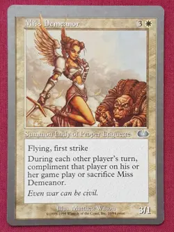 Magic The Gathering UNGLUED MISS DEMEANOR white card MTG - Image 1