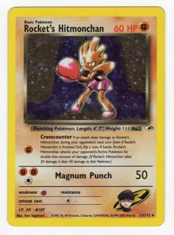 Pokemon Card TCG Rocket's Hitmonchan 11/132 Gym Heroes Holo Rare MP - Image 1