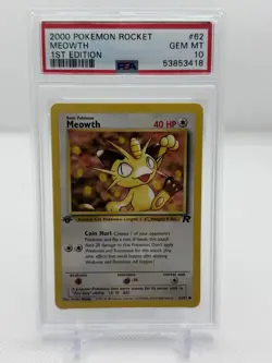 2000 POKEMON ROCKET 1ST ED #62 MEOWTH PSA 10 - Image 1