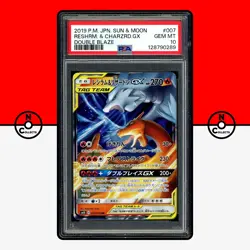 Pokemon PSA 10 Reshiram & Charizard GX 007/095 Double Blaze Tag Team Japanese - Image 1