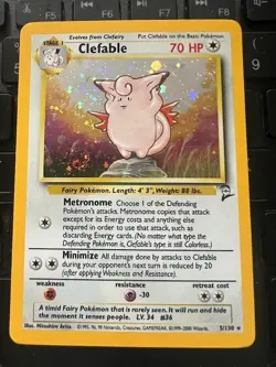 POKEMON HOLO FOIL CLEFABLE BASE SET 2 MINT - Image 1