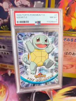 Pokemon Card Schiggy Squirtle Topps 1999 Vintage English PSA 8 Green Logo - Image 1