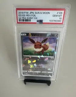 2018 POKEMON JPN SUN & MOON ULTRA SHINY GX #105 EEVEE-REVERSE FOIL PSA 10 - Image 3