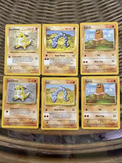 pokemon cards 2000 base set lot shadowless sandshrew 62/102 onix 56/102 diglett - Image 1