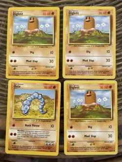 pokemon cards 2000 base set lot shadowless sandshrew 62/102 onix 56/102 diglett - Image 2