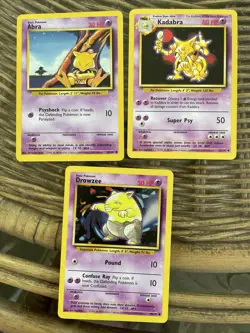 pokemon cards 2000 base set lot abra 43/102 kadabra 32/102 drowzee 49/102 - Image 1