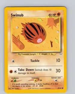 Pokemon TCG Swinub Neo Revelation 57/64 Unlimited Common Card WOTC LP-NM - Image 1