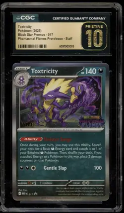 Pokemon Toxtricity Phantasmal Flames STAFF Prerelease Promo #017 CGC 10 Pristine - Image 1