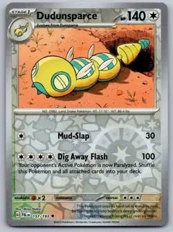 Pokemon Paldea Evolved - Reverse Holo Dudunsparce 157 - Image 1
