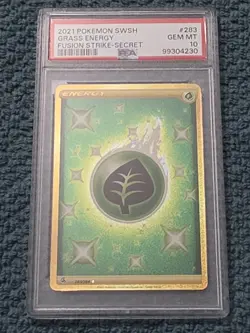 Pokemon 2021 Grass Energy 283/264 Fusion Strike Secret Rare Holo PSA 10 GEM MT - Image 1