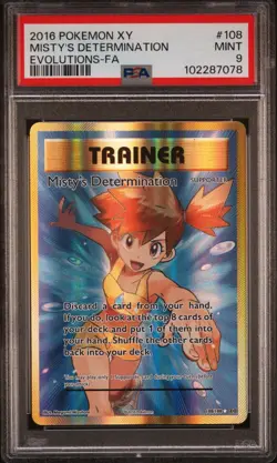 Misty's Determination Trainer FA 108/108 XY Evolutions 2016 Pokemon Card PSA 9 - Image 3