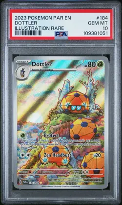 2023 POKEMON PAR EN-PARADOX RIFT ILLUSTRATION RARE #184 DOTTLER PSA 10 - Image 1