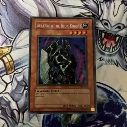 (EF) 2002 Yu-Gi-Oh! Gearfried the Iron Knight BPT-012 Tin Holo Raw LP - Image 1