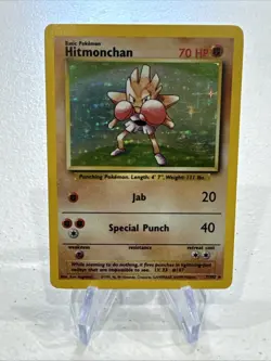Hitmonchan 7/102 1999 Wizards Holo Rare Base Set Pokemon Card - Image 1