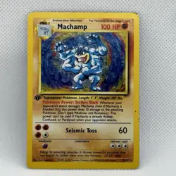 Pokemon Card Machamp 8/102 Rare Holographic 1st Edition Base Set MP - Image 1