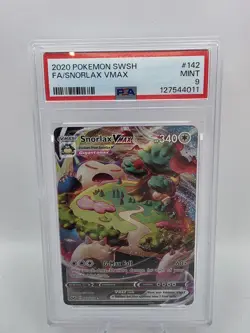 Pokemon TCG Snorlax VMAX Holo Secret Rare Card Sword & Shield Base 206/202 PSA 9 - Image 2