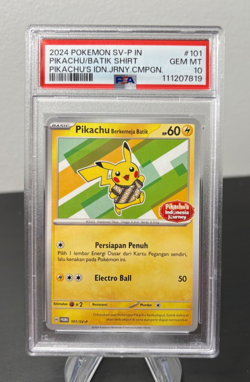 Pokemon PSA 10 Pikachu Batik Shirt 101, 154, 155, 190/SV-P Indonesia 4 Card Set - Image 2