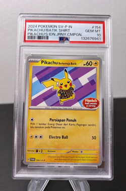 Pokemon PSA 10 Pikachu Batik Shirt 101, 154, 155, 190/SV-P Indonesia 4 Card Set - Image 4