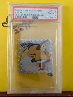Pokemon 1999 Raichu Artbox Series 1 Prism Sticker #PR40 PSA 8 - Image 1