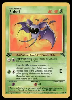 Pokemon Cards Zubat 57/62 1ST EDITION Fossil WOTC Common NM - Image 1