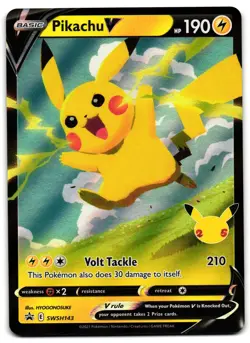 Pikachu V SWSH143 - Sword & Shield Promo Promo Pokemon TCG Holo - NM Card - Image 1