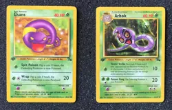 Rare 1st Edition Ekans 46/62 and Arbok 31/62 Pokemon Cards Fossil Set NM - Image 1
