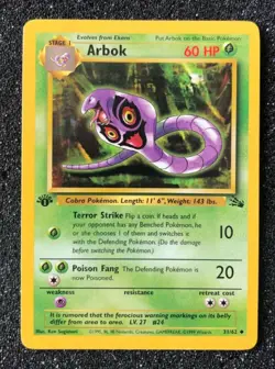 Rare 1st Edition Ekans 46/62 and Arbok 31/62 Pokemon Cards Fossil Set NM - Image 3