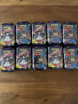 LOT OF 10 Pokemon TCG Mega Heroes Mini Tin – Mega Gardevoir & Tin Lucario SEALED - Image 1