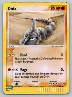 Pokemon TCG Onix 71/100 EX Sandstorm Reverse Holo HP/DAMAGED - Image 1