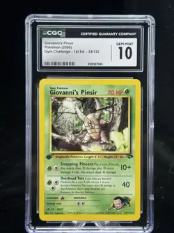Giovanni’s Pinsir #24 1st Edition Gym Challenge 2000 Pokemon CGC 10 🍃 - Image 1