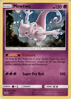 2016 Pokemon Black Star Promo #SM77 Mewtwo Holofoil - Image 1