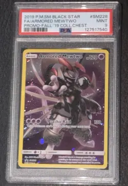 2019 POKEMON SM BLACK STAR PROMO #SM228 FULL ART/ARMORED MEWTWO PSA 9 - Image 1